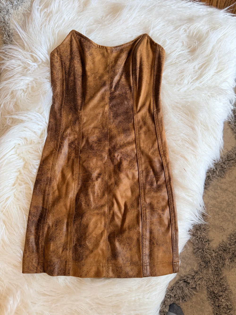 NWT Brown faux Leather Mini dress